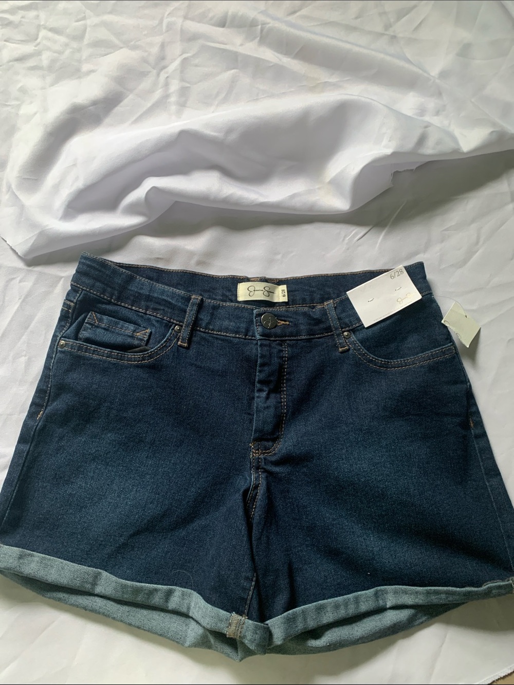 Jessica Simpson Dark Blue Denim Rolled Cuff Shorts